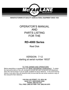 OPERATOR`S MANUAL AND PARTS LISTING FOR THE RD