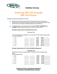 Ordering 208 Volt through 480 Volt Power