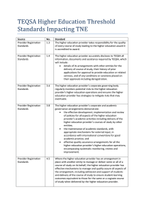 TEQSA Higher Education Threshold Standards Impacting TNE