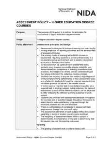assessment policy – higher education degree courses