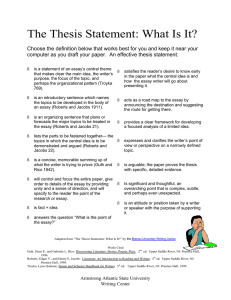 The Thesis Statement: What Is It? - armstrong.edu