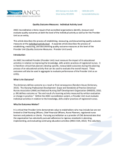 Quality Outcome Measures: Individual Activity Level