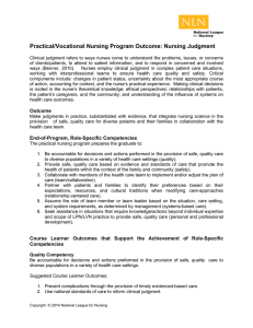 Practical/Vocational Nursing Program Outcome: Nursing Judgment