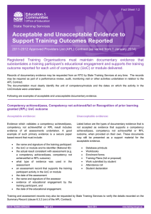 Acceptable and Unacceptable Evidence to Support Training