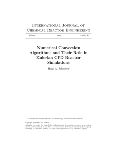 International Journal of Chemical Reactor Engineering Numerical