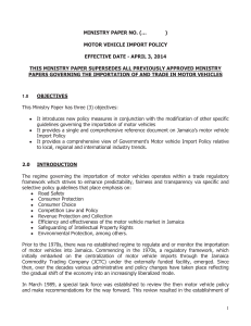 Motor Vehicle Policy - Ministry of Industry, Investment and Commerce