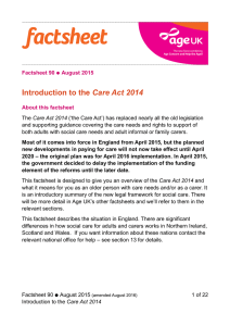 Introduction to the Care Act 2014