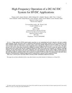 High Frequency Operation of a DC/AC/DC System for HVDC