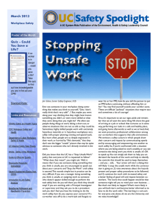 Stopping Unsafe Work Stopping Unsafe Work
