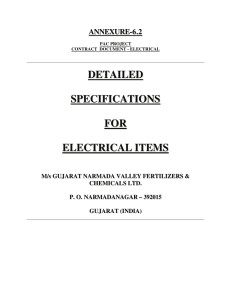 detailed specifications for electrical items