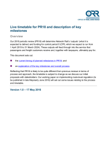 Live timetable for PR18 and description of key milestones Overview