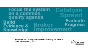 Primary Care Quality Improvement Planning for 2015/16 Date