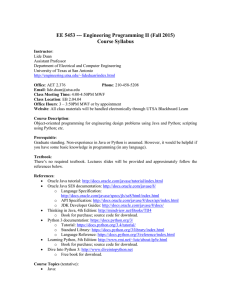 EE 5453 --- Engineering Programming II (Fall 2015) Course Syllabus