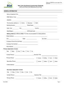 New York City School Construction Authority APPLICATION FOR