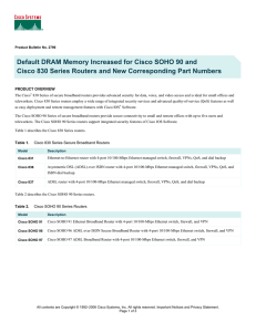 Default DRAM Memory Increased For Cisco SOHO 90 and Cisco