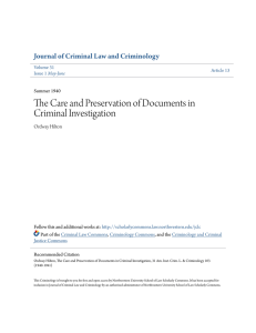 The Care and Preservation of Documents in Criminal Investigation
