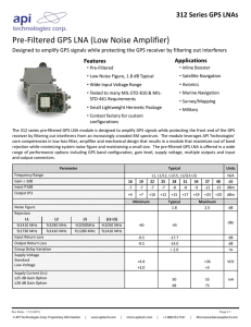 Pre-Filtered GPS LNA (Low Noise Amplifier)