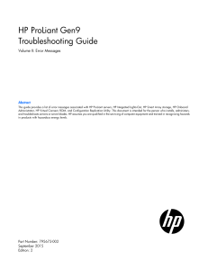 HPE ProLiant Gen9 Troubleshooting Guide Volume II