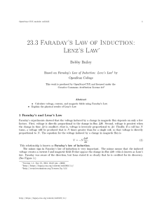 23.3 Faraday`s Law of Induction: Lenz`s Law