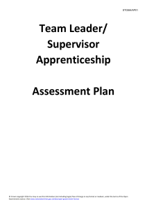 Team Leader/ Supervisor Apprenticeship Assessment Plan