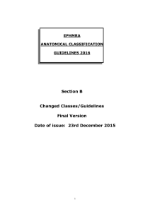 Section B Changed Classes/Guidelines Final Version Date of issue