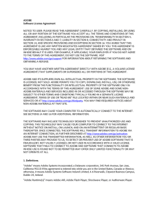 ADOBE Software License Agreement NOTICE TO USER: PLEASE