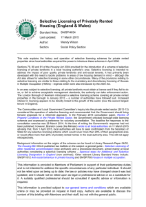 Selective Licensing of Privately Rented Housing