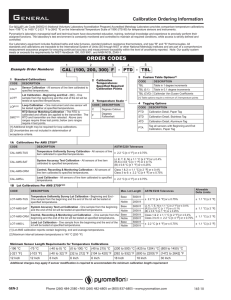 (GEN-02) Calibration Ordering Information