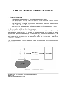 Course Notes 1: Introduction to Biomedical Instrumentation 1