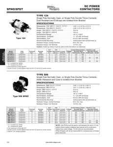 DC POWER CONTACTORS SPNO/SPDT