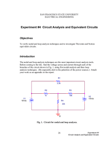 Experiment #4 Circuit Analysis and Equivalent Circuits