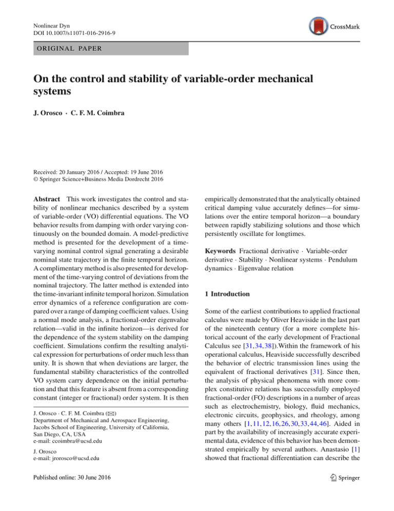 On the control and stability of variable