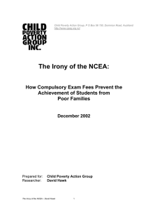 The irony of NCEA - Child Poverty Action Group