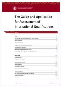 The Guide and Application for Assessment of International