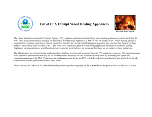 List of EPA Exempt Wood Heating Appliances