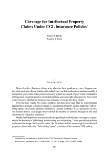 Coverage for Intellectual Property Claims Under CGL Insurance