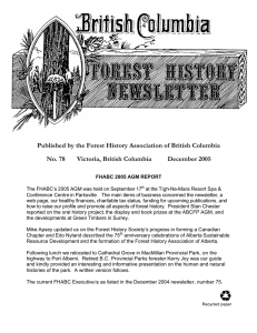 BC Forest History Newsletter 78 - Ministry of Forests, Lands and