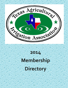 2014 Membership Directory - Texas Agricultural Irrigation Association