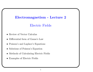Electromagnetism - Lecture 2 Electric Fields