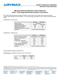 Dymax MR Series Pacer Technology Adhesive Product Data Sheet