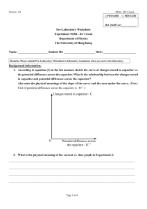 Charges stored in capacitor / C Potential difference across the