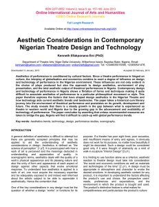 Aesthetic Considerations in Contemporary Nigerian Theatre Design