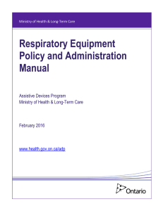 Respiratory Equipment Policy and Administration Manual