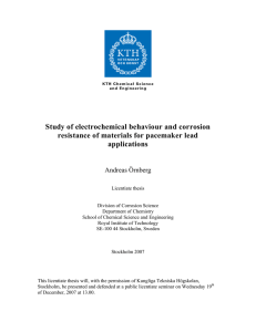 Study of electrochemical behaviour and corrosion resistance of
