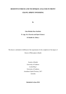 resistive forces and technique analysis in front crawl sprint swimming