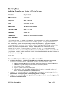 OCE 562 Syllabus Modeling, Simulation and Control of Marine