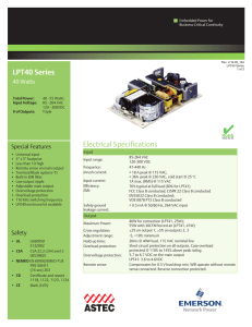 LPT40 Series Electrical Specifications