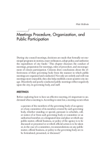 Meetings Procedure, Organization, and Public Participation