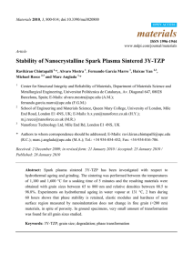 Stability of Nanocrystalline Spark Plasma Sintered 3Y-TZP