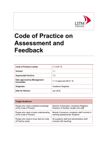 Code of Practice on Assessment and Feedback